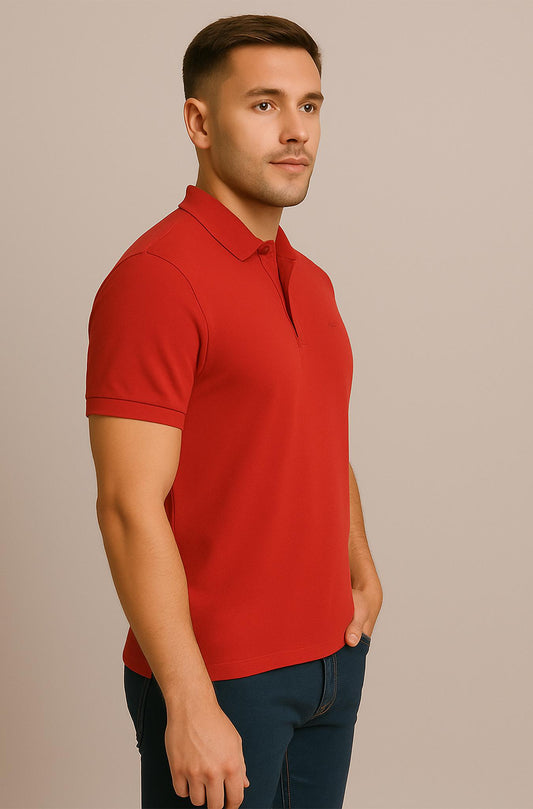 Red Classic Polo With Logo