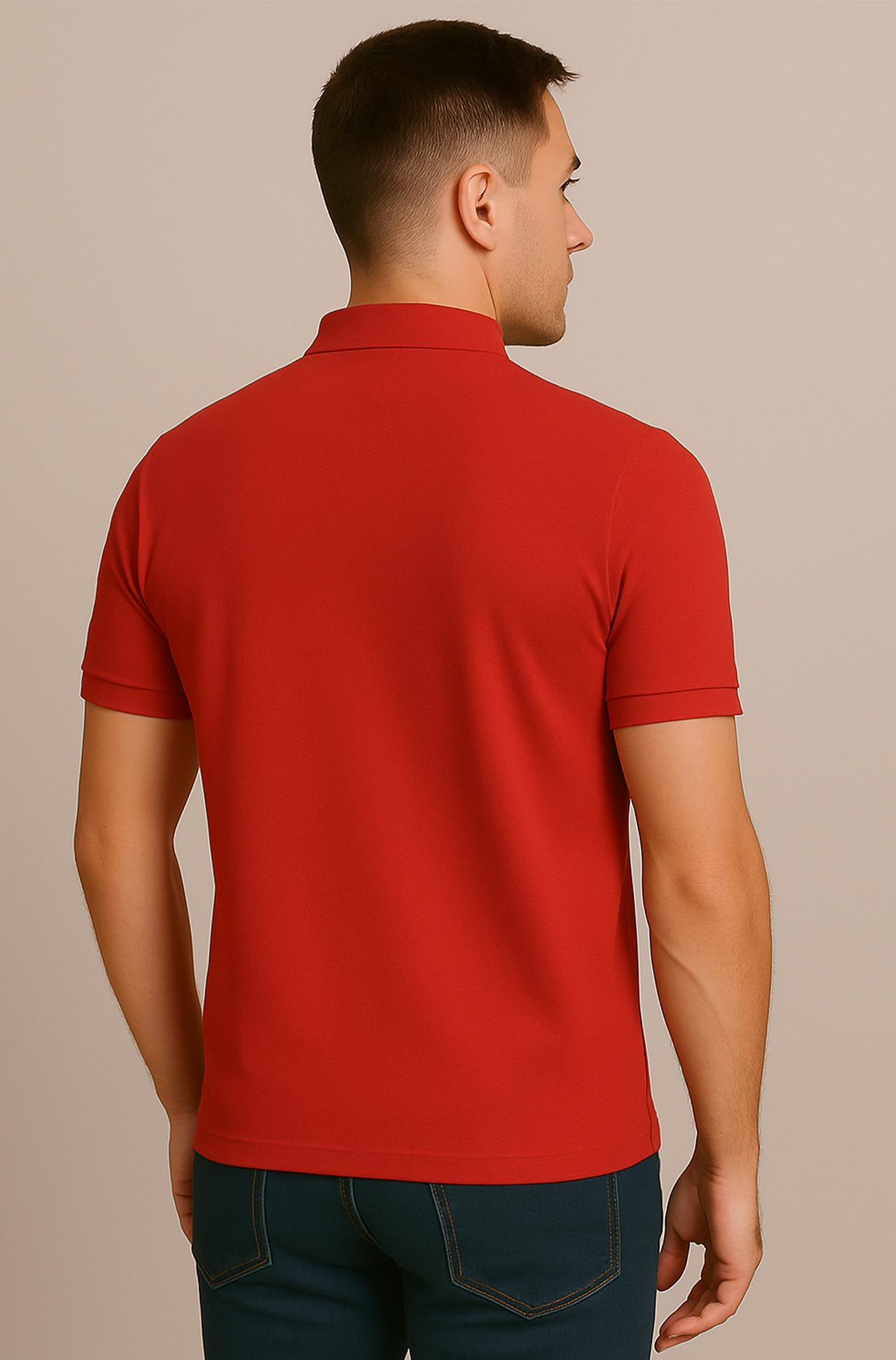 Red Classic Polo With Logo