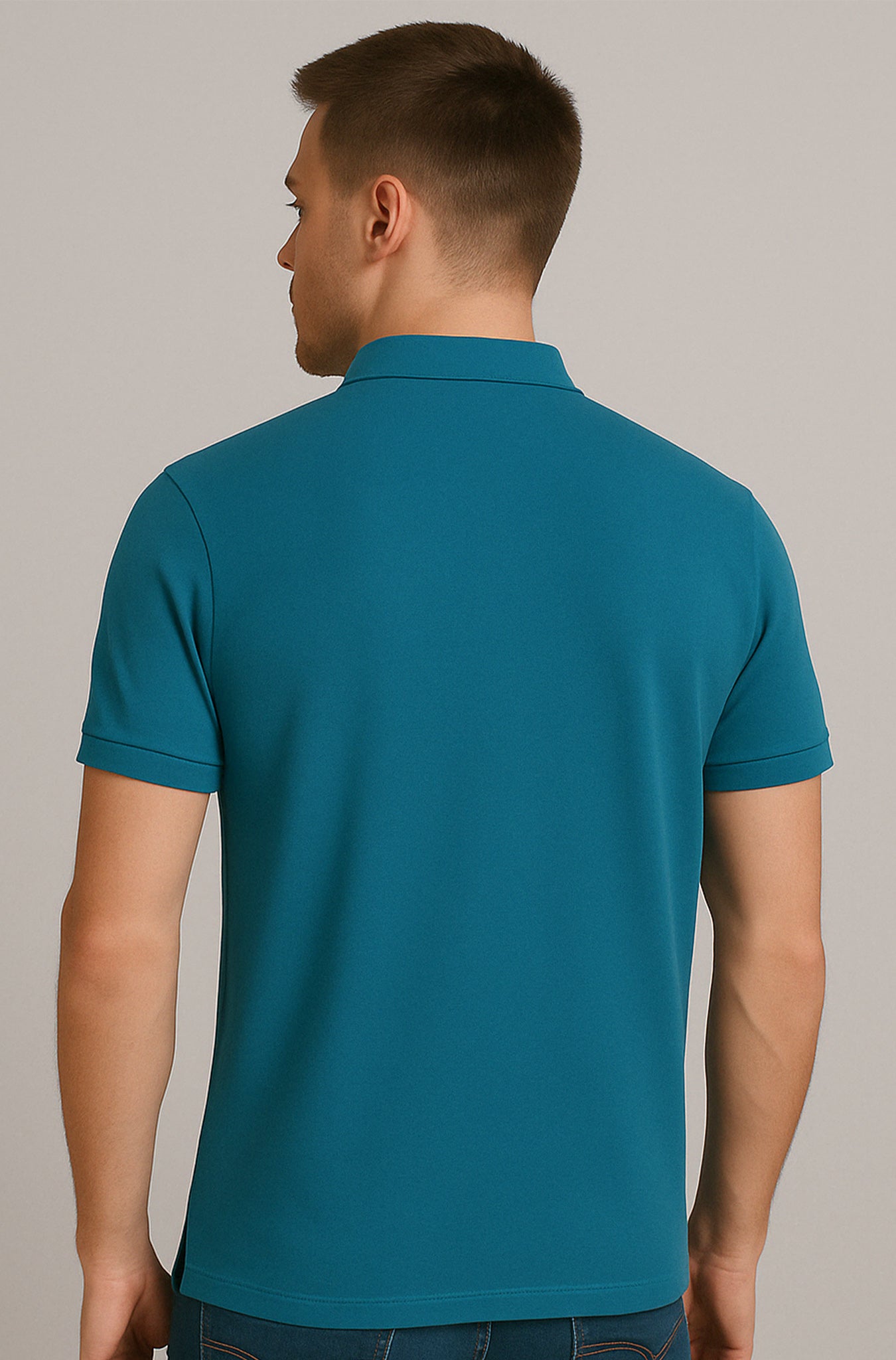 Men's Teal Crest Emblem Polo Shirt