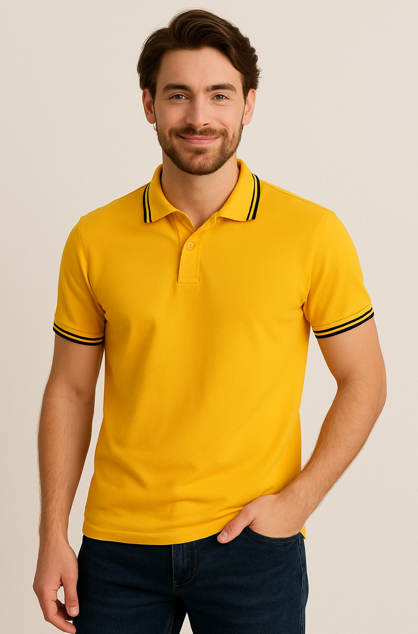 Yellow Cotton Polo Shirt