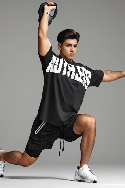 WORK OUT AND FITNESS BLACK TEE