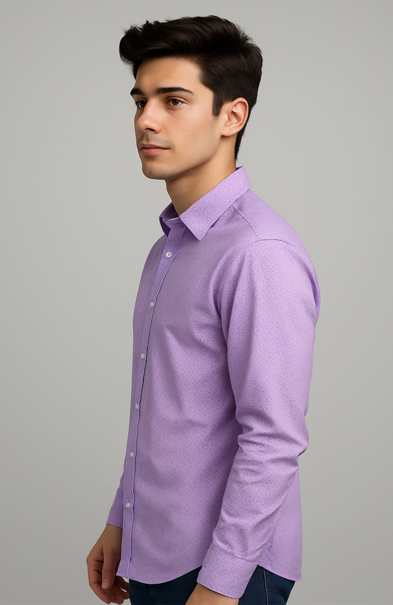 Soft Lavender Micro-Patterned Dress Shirt – Slim Fit