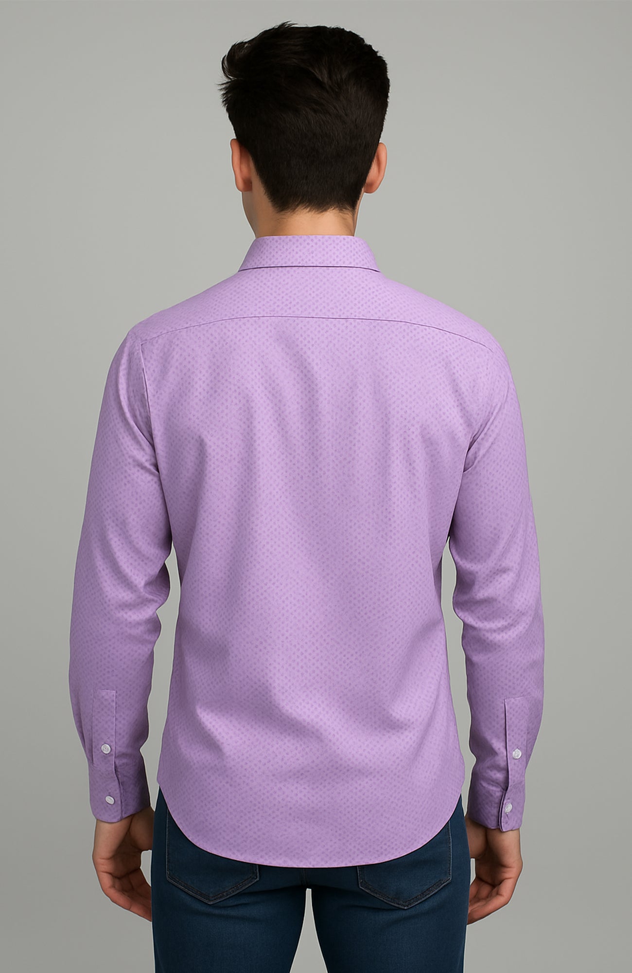 Soft Lavender Micro-Patterned Dress Shirt – Slim Fit