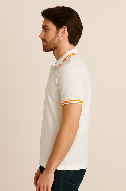 White Crisp Contrast Polo Shirt