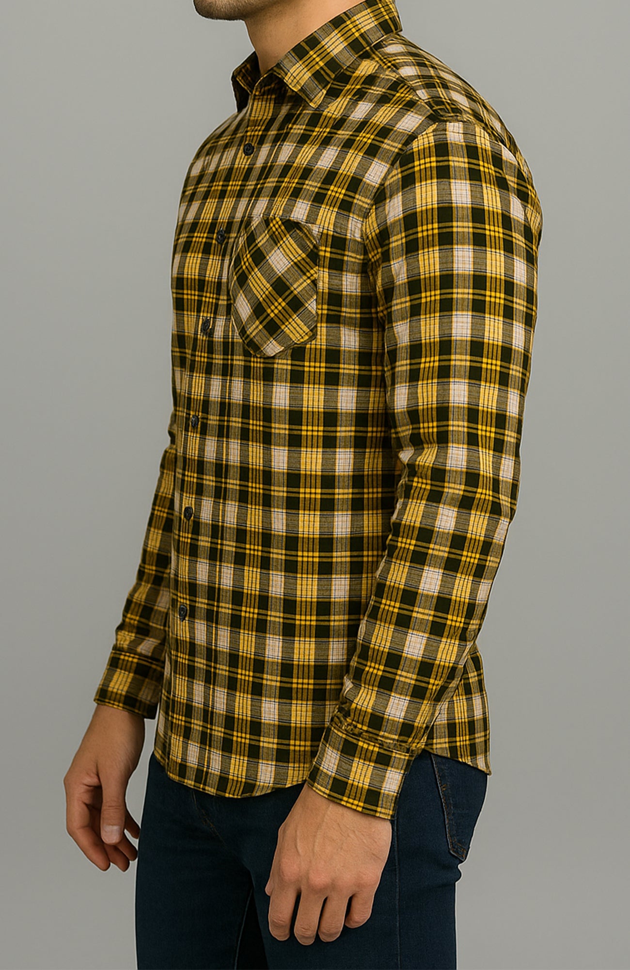 Golden Mustard Cotton Shirt – Casual Long Sleeve Button-Down