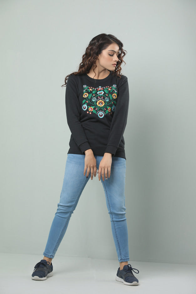 Buy Floral Embroidered Sweatshirt - PakistanCreates