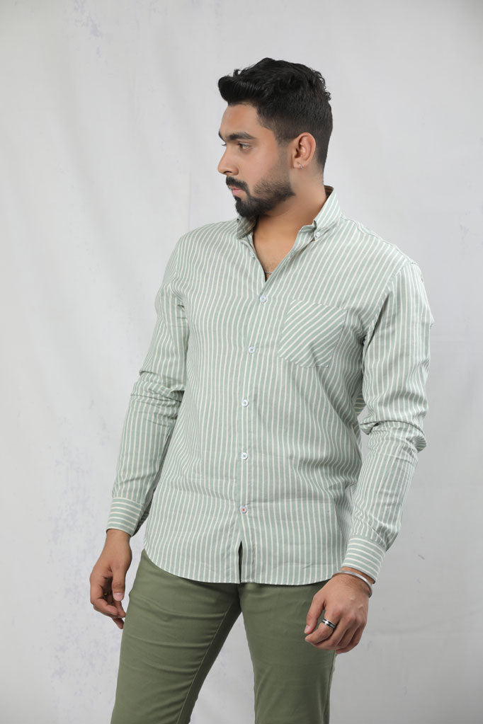 BUTTON DOWN COLLAR STRIPE WITH POCKET