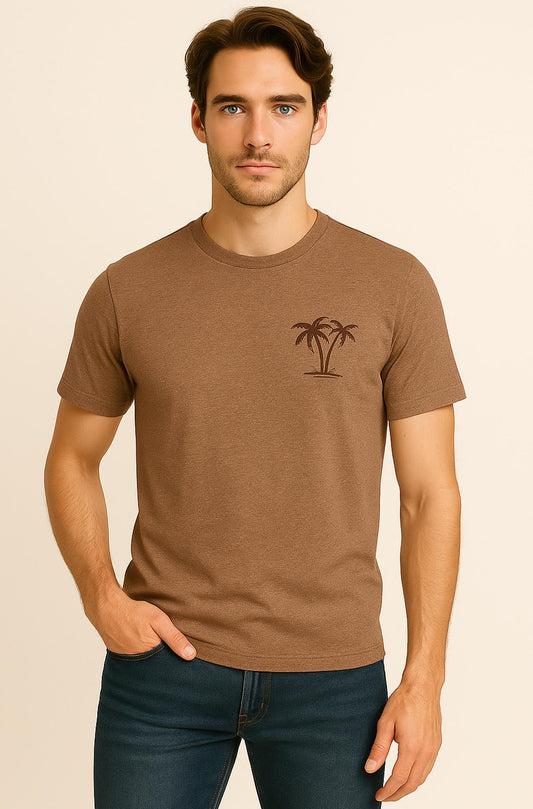 Tropical Escape Brown Printed T-Shirt for Men