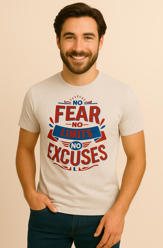 Motivational Quote Printed Beige T-Shirt for Men