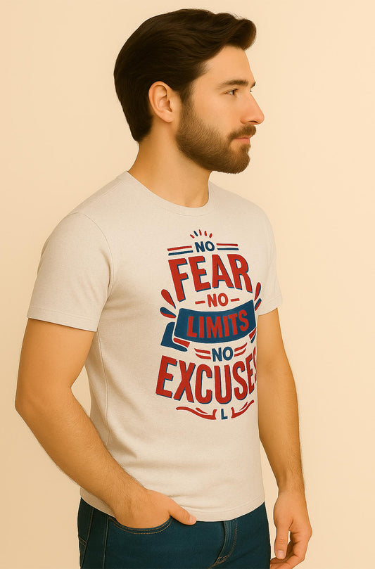 Motivational Quote Printed Beige T-Shirt for Men