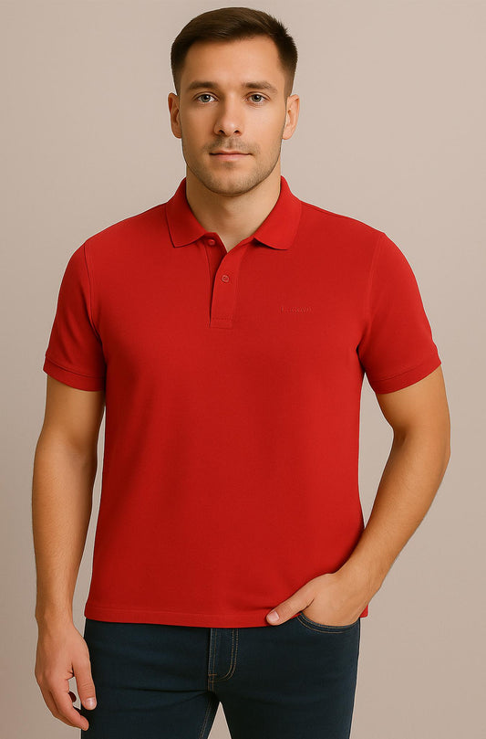 Red Classic Polo With Logo