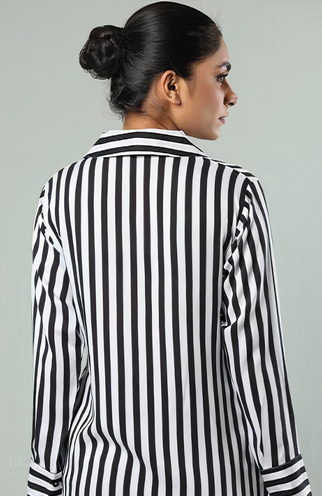 Monochrome Stripe Button-Down Shirt