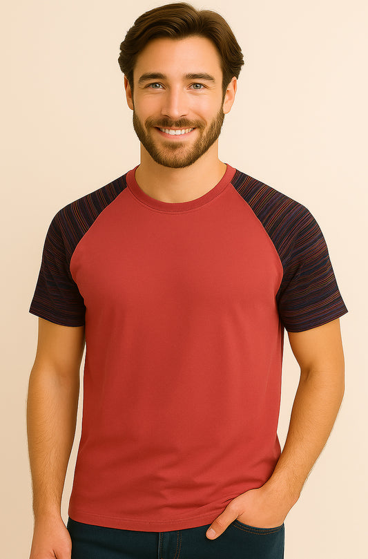 Contrast Sleeve Crew Neck T-Shirt
