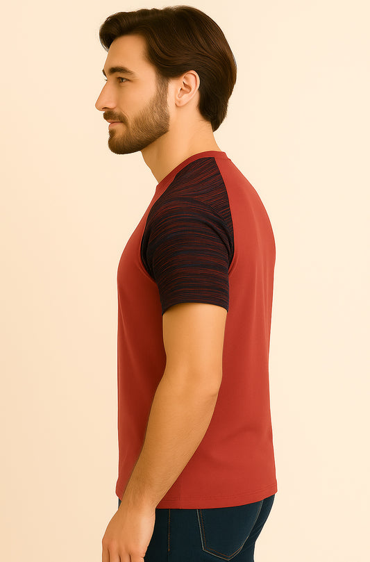 Contrast Sleeve Crew Neck T-Shirt