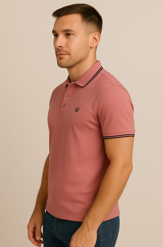 Dusty Rose Cotton Polo Shirt