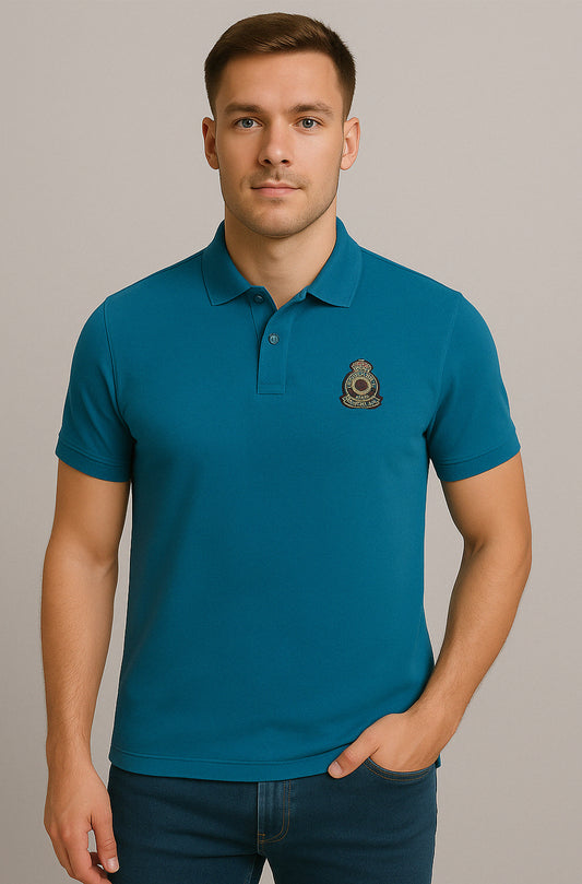Men's Teal Crest Emblem Polo Shirt