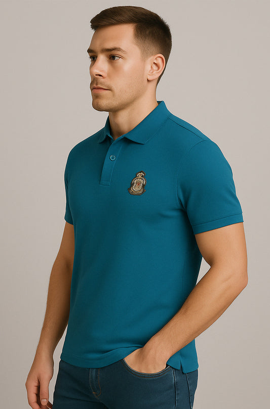 Men's Teal Crest Emblem Polo Shirt