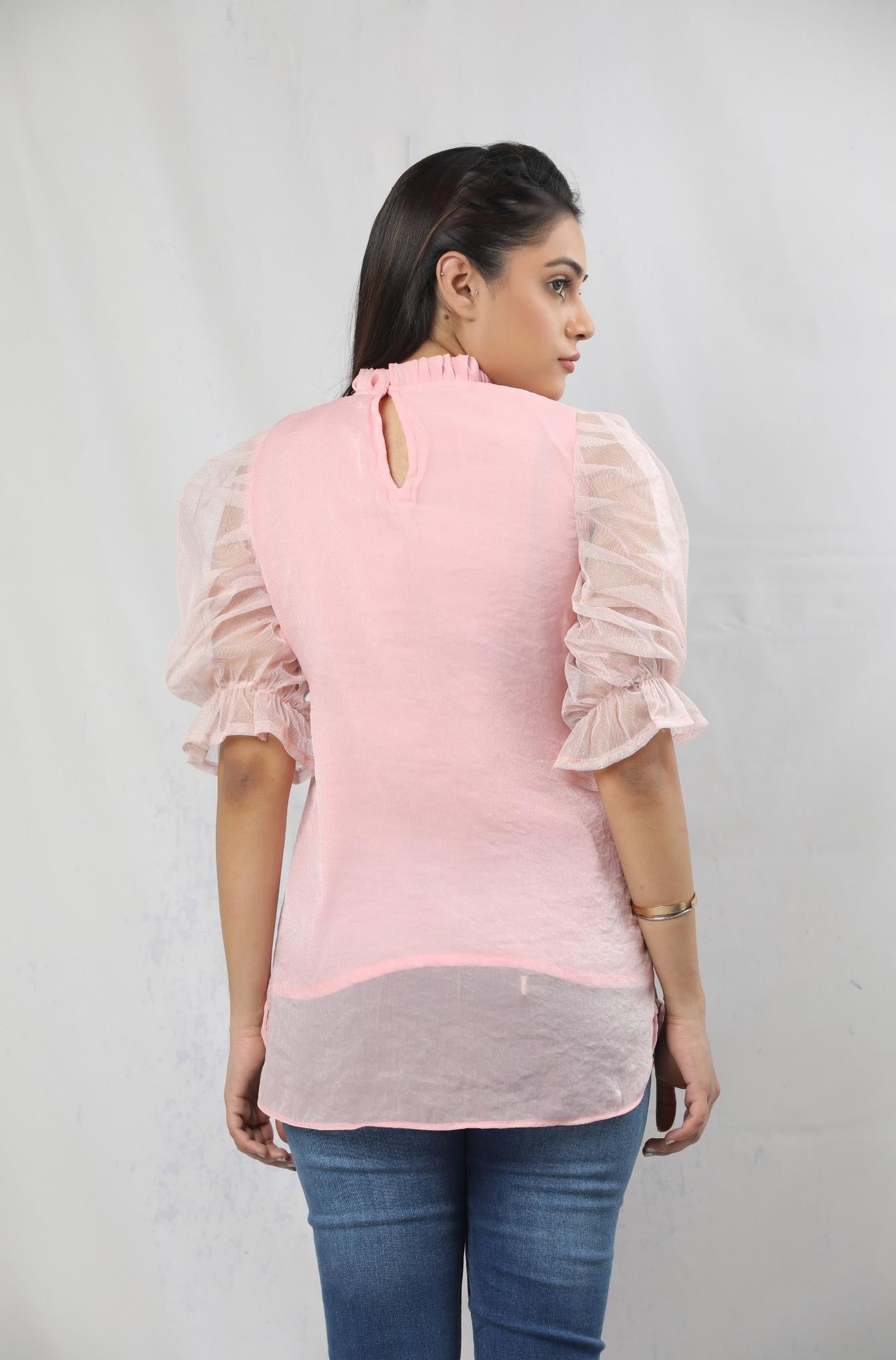 Blush Pink Puff Sleeve Women’s Top
