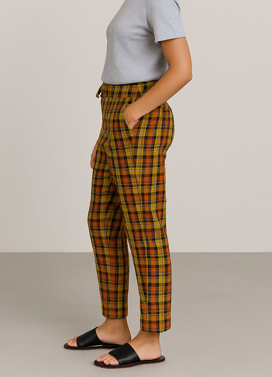Checkered Cotton Trousers