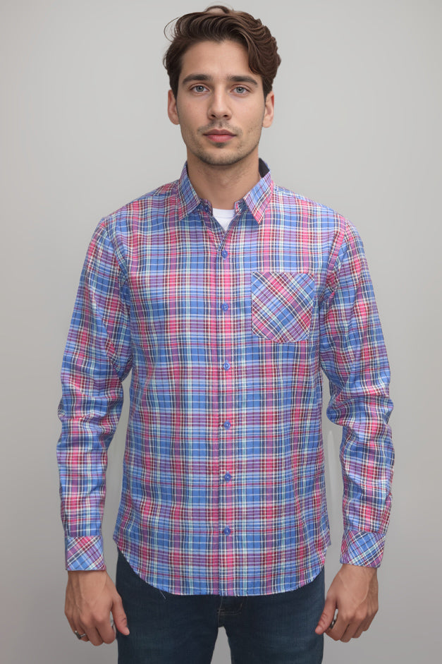 MULTI CHECKED BUTTON DOWN SHIRT