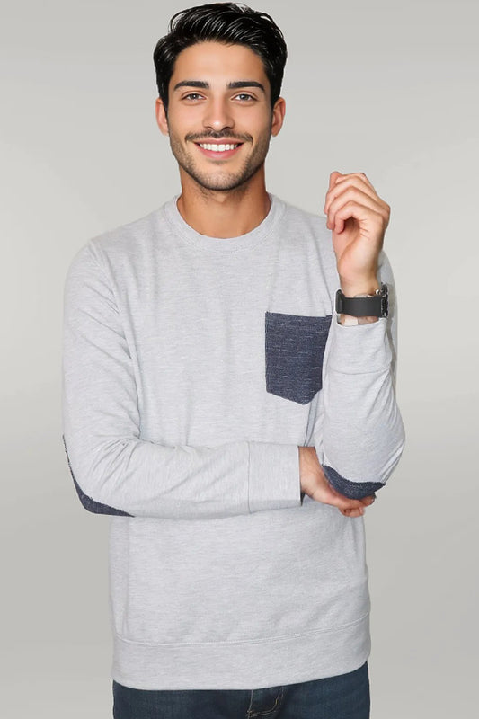 SWEATSHIRT WITH FRONT POCKETAND ELBOW PATCHES