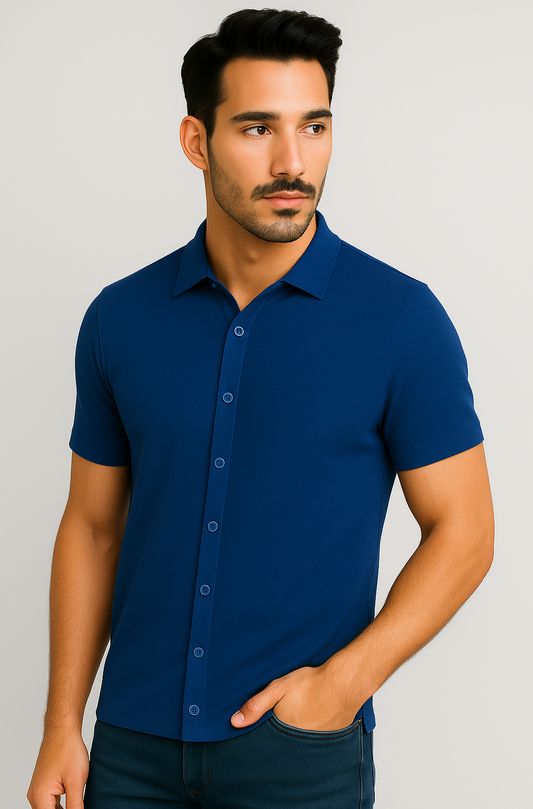 Classic Royal Button-Down Shirt for Men