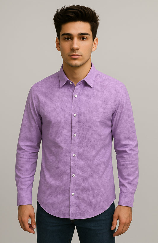 Soft Lavender Micro-Patterned Dress Shirt – Slim Fit