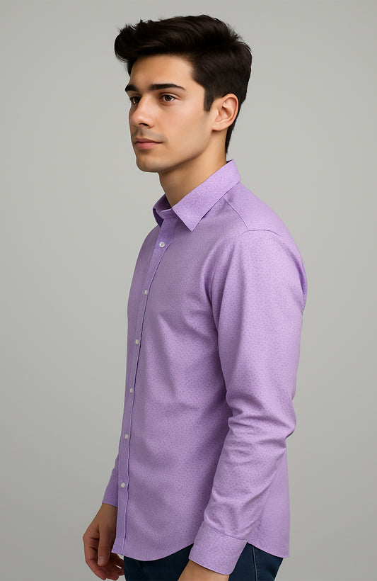 Soft Lavender Micro-Patterned Dress Shirt – Slim Fit