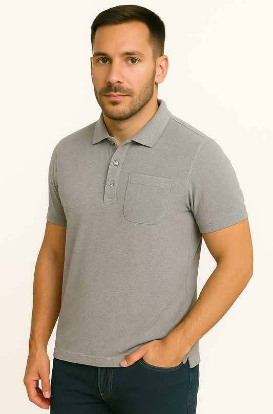 Classic Heather Grey Polo Shirt – Smart Casual Essential