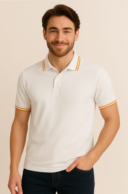 White Crisp Contrast Polo Shirt