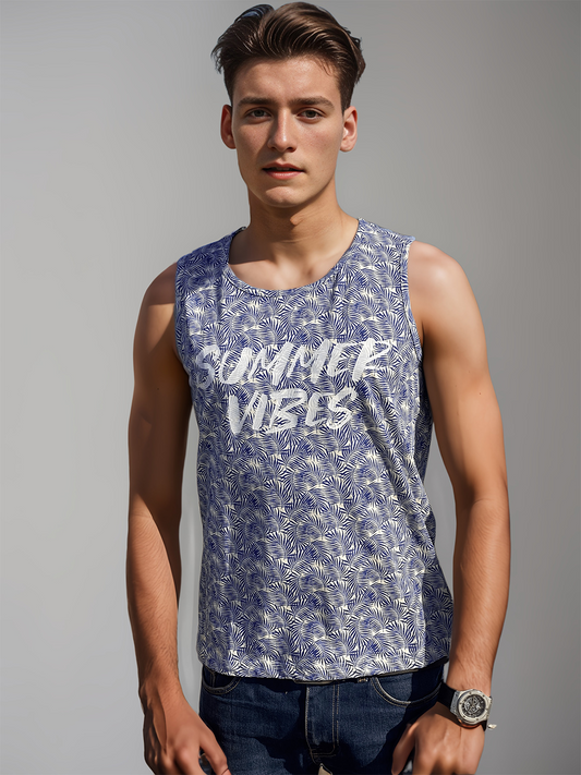 MEN SUMMER VIBES PRINTED TANKTOP