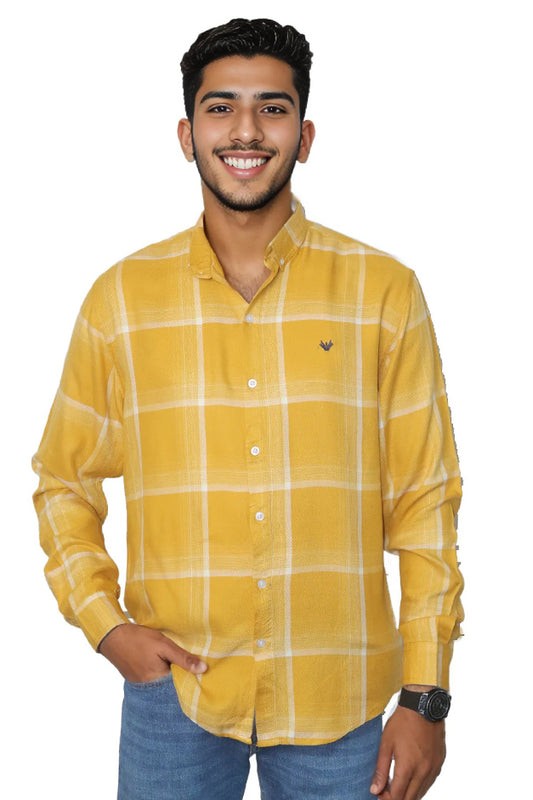 YELLOW CHECKED BUTTON DOWN SHIRT