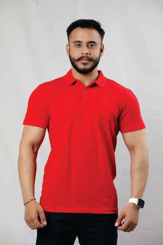BASIC POLO WITH SELF COLLAR FRONT EMBROIDERY LOGO DTM