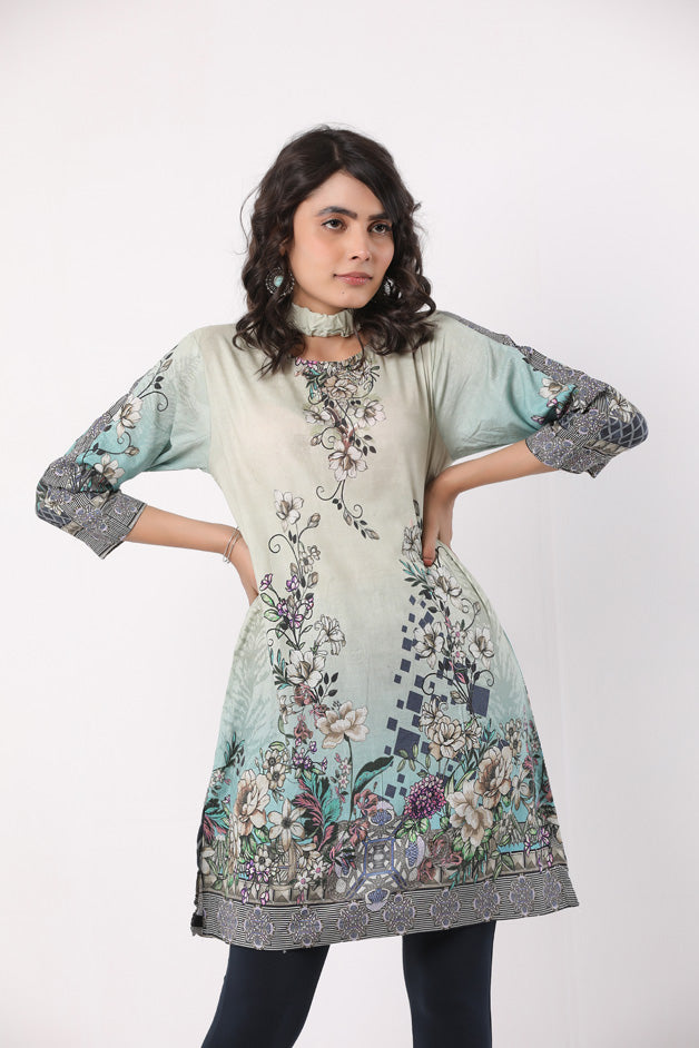 CHOKER NECK PRINTED KURTI