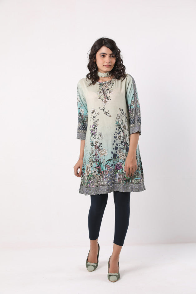 CHOKER NECK PRINTED KURTI