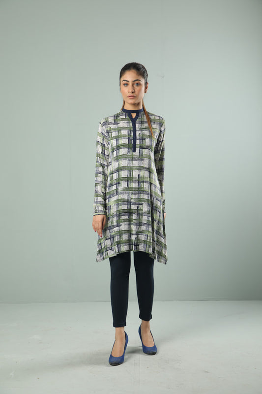 BLUE CHECKER KURTI