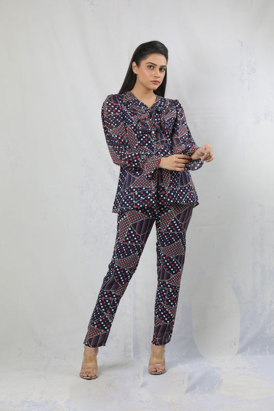 FRILLED BOX PLEATED 2 PIECE SUIT
