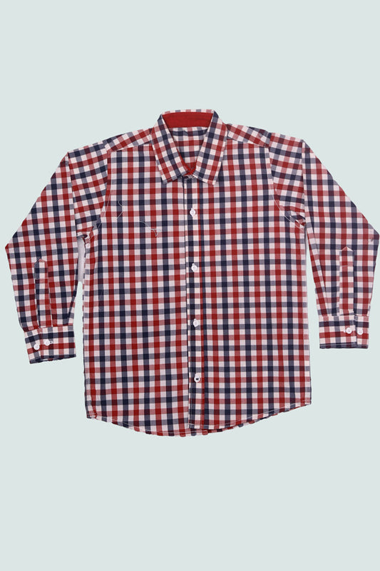 RED AND BLUE  BOYS CHECK CASUAL SHIRT